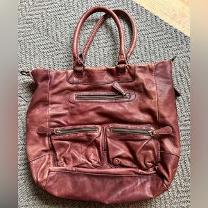 Liebskind Berlin handbag Large Burgundy Leather Cotton Interior Anthropologie